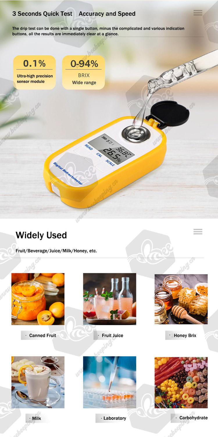 Digital Refractometer LCD Display 0.0~94.0% Brxi Fruit Juice Sugar Meter Refractometer 