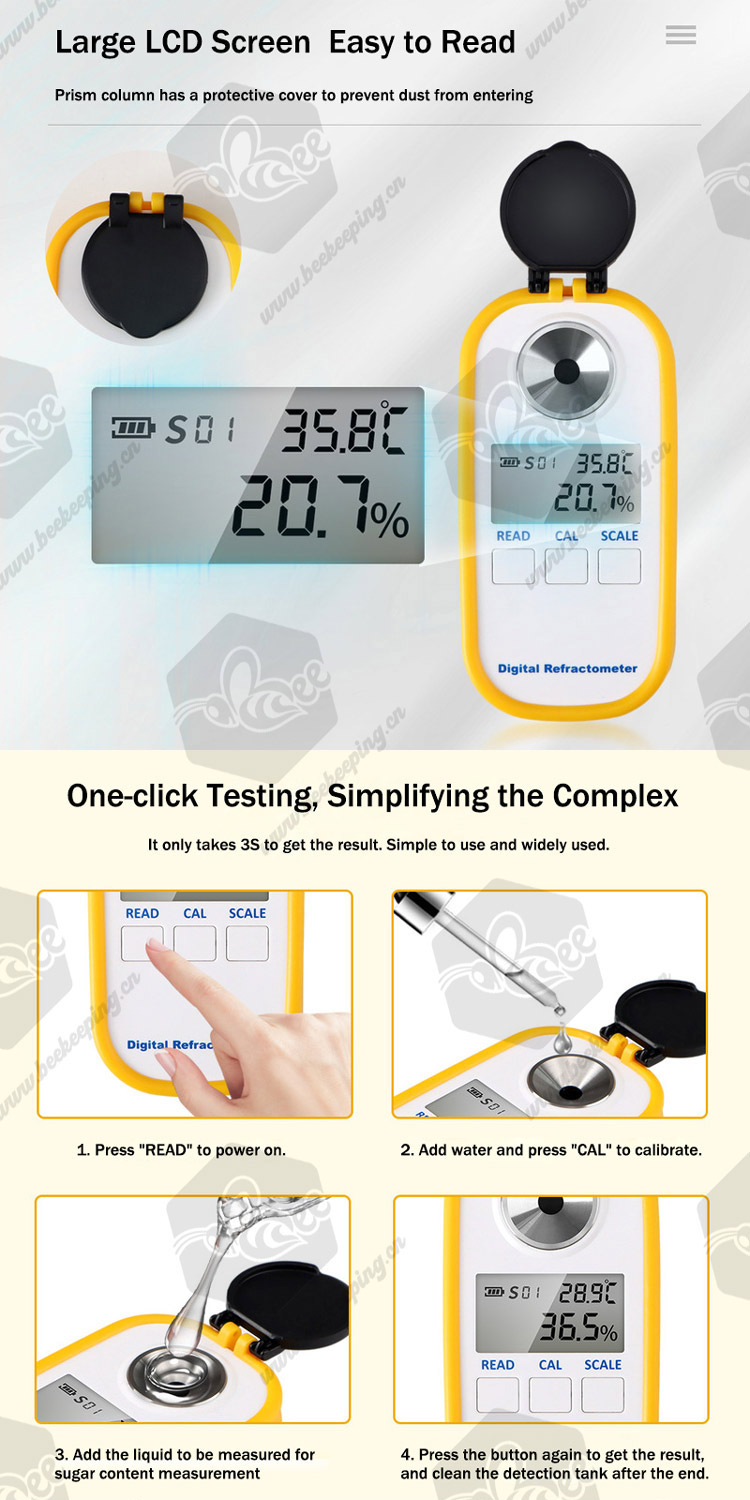 0-94% Digital Display Refractometer Brix Scale Honey Sugar Content Sugar Food Sweetness Refractometer for Oil Testing