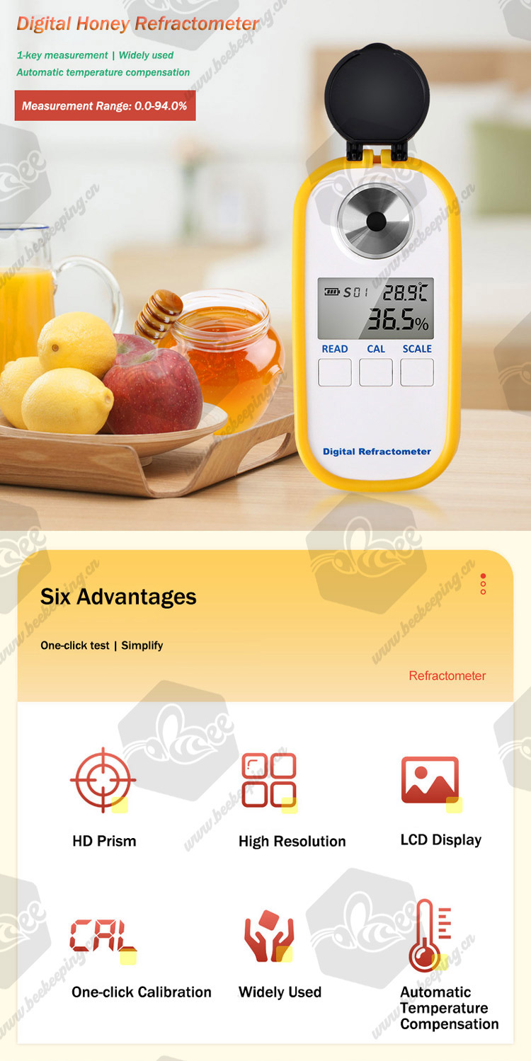 Digital Refractometer LCD Display 0.0~94.0% Brxi Fruit Juice Sugar Meter Refractometer 